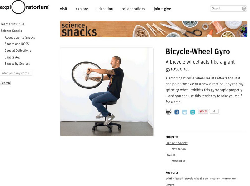 Exploratorium: Science Snacks: Bicycle Wheel Gyro Activity