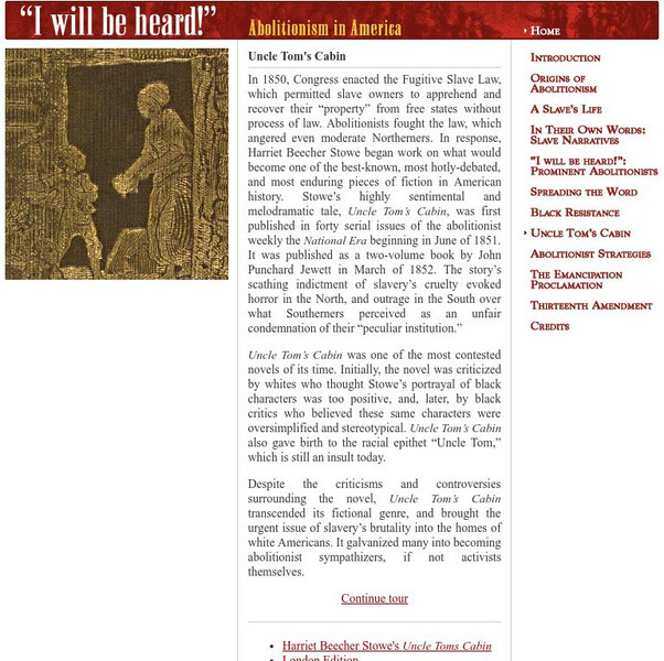 Cornell University: Library: I Will Be Heard: Uncle Tom's Cabin Website Cornell University: Library: I Will Be Heard: Uncle Tom's Cabin Website