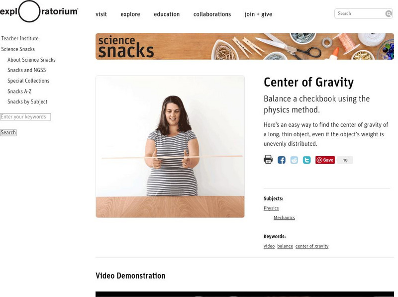 Exploratorium: Science Snacks: Center of Gravity Activity Exploratorium: Science Snacks: Center of Gravity Activity