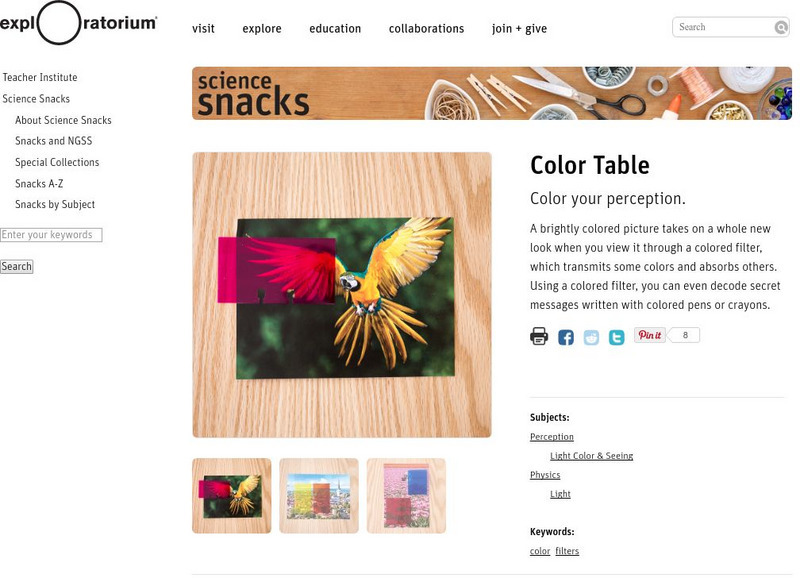 Exploratorium: Science Snacks: Color Table Activity Exploratorium: Science Snacks: Color Table Activity