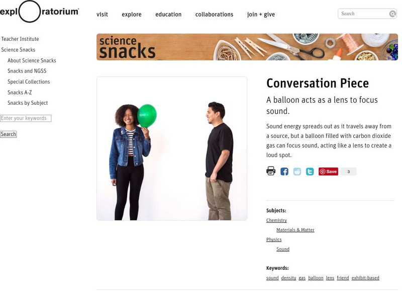 Exploratorium: Science Snacks: Conversation Piece Activity Exploratorium: Science Snacks: Conversation Piece Activity