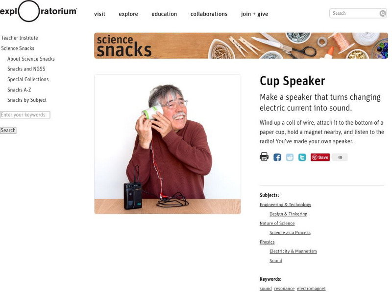 Exploratorium: Science Snacks: Cup Speaker Activity Exploratorium: Science Snacks: Cup Speaker Activity