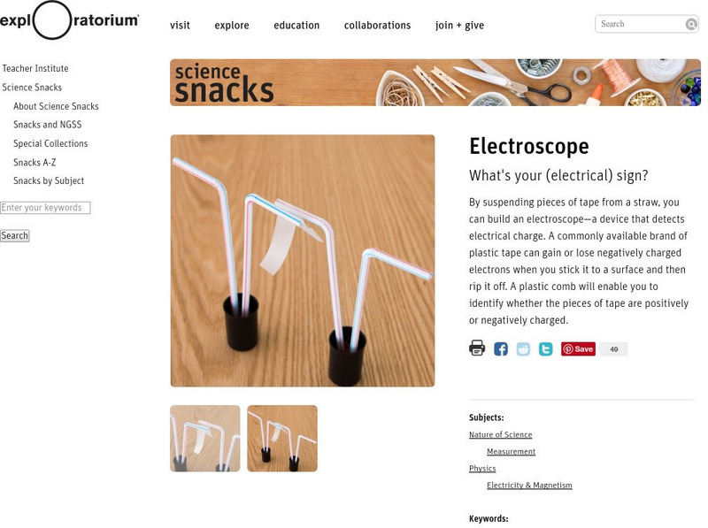 Exploratorium: Science Snacks: Electroscope Activity Exploratorium: Science Snacks: Electroscope Activity
