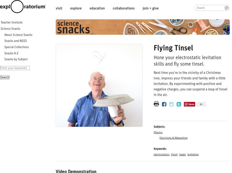 Exploratorium: Science Snacks: Flying Tinsel Activity