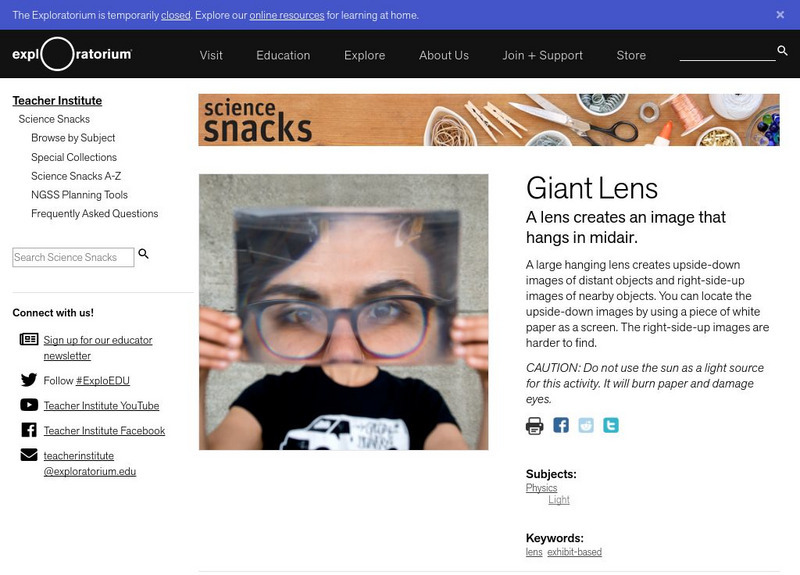 Exploratorium: Science Snacks: Giant Lens Activity Exploratorium: Science Snacks: Giant Lens Activity