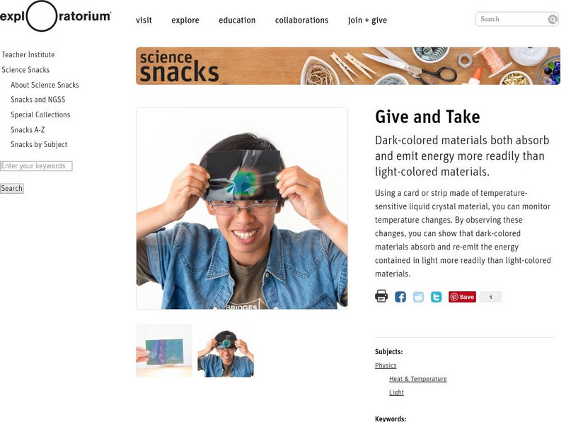Exploratorium: Science Snacks: Give and Take Activity Exploratorium: Science Snacks: Give and Take Activity