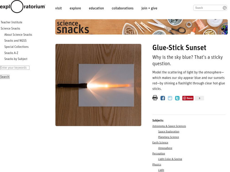 Exploratorium: Science Snacks: Glue Stick Sunset Activity