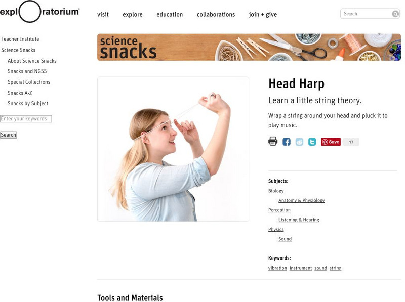 Exploratorium: Science Snacks: Head Harp Activity Exploratorium: Science Snacks: Head Harp Activity