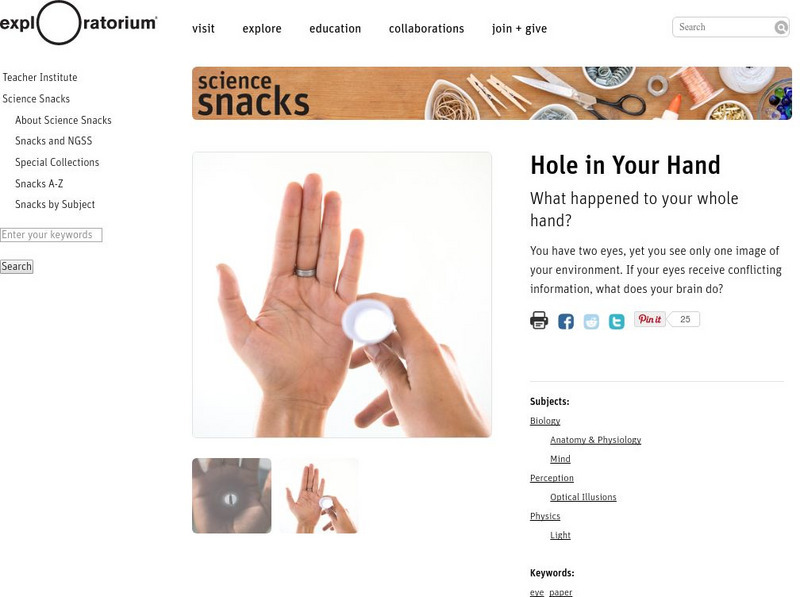 Exploratorium: Science Snacks: Hole in Your Hand Activity Exploratorium: Science Snacks: Hole in Your Hand Activity
