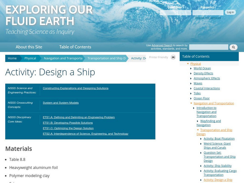 University of Hawai'i: Exploring Our Fluid Earth: Activity: Design a Ship Lesson Plan University of Hawai'i: Exploring Our Fluid Earth: Activity: Design a Ship Lesson Plan