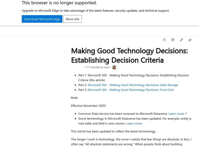 Microsoft: Making Good Technology Decisions: Establishing Decision Criteria Article Microsoft: Making Good Technology Decisions: Establishing Decision Criteria Article