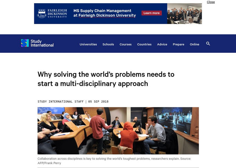 Study International: Why Solving the World's Problems Needs a Multi Disciplinary Approach Article Study International: Why Solving the World's Problems Needs a Multi Disciplinary Approach Article