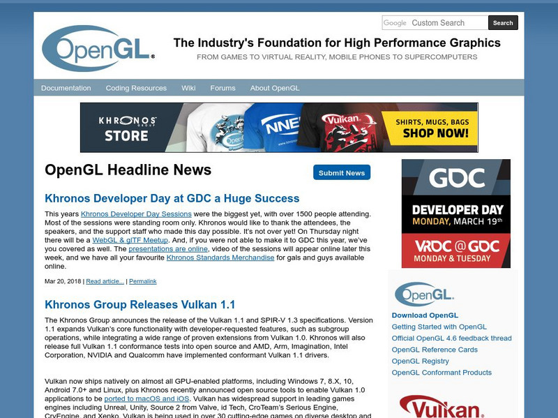 Open Gl: The Industry's Foundation for High Performance Graphics Website Open Gl: The Industry's Foundation for High Performance Graphics Website