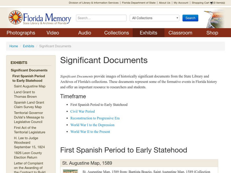 Florida Memory: Significant Documents Website Florida Memory: Significant Documents Website
