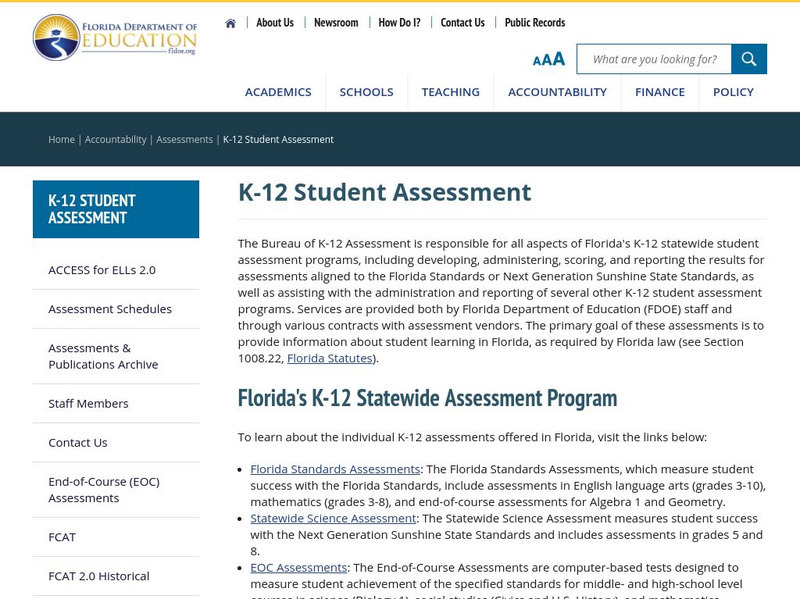 Fde: Florida Comprehensive Assessment Test Results Website Fde: Florida Comprehensive Assessment Test Results Website
