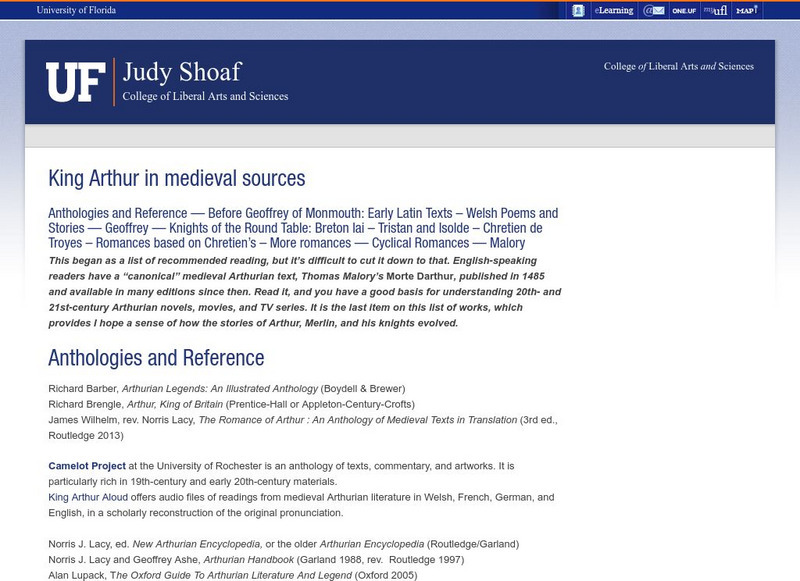 King Arthur in Medieval Sources: A Partial Bibliography Website King Arthur in Medieval Sources: A Partial Bibliography Website