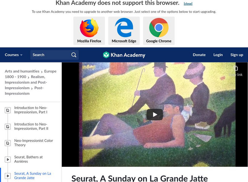 Khan Academy: Art History: Georges Seurat: Sunday Afternoon on the Island of La Instructional Video Khan Academy: Art History: Georges Seurat: Sunday Afternoon on the Island of La Instructional Video
