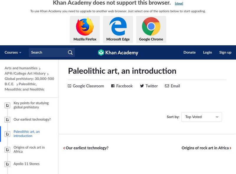 Khan Academy: Art History: Paleolithic Origins Article Khan Academy: Art History: Paleolithic Origins Article