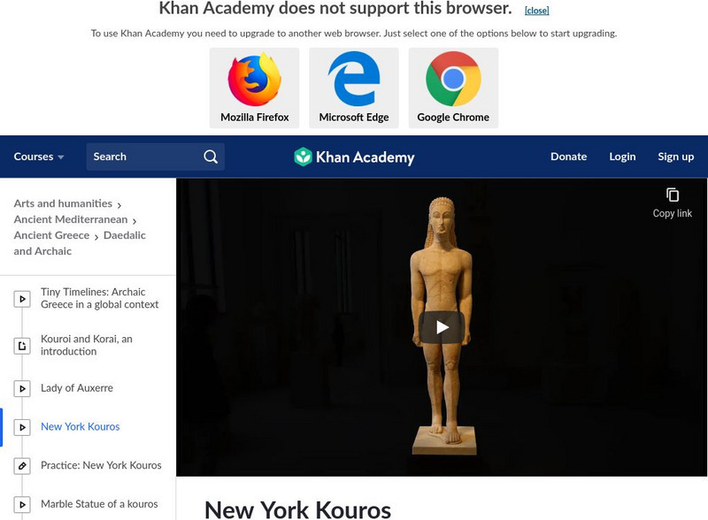 Khan Academy: Art History: New York Kouros Instructional Video