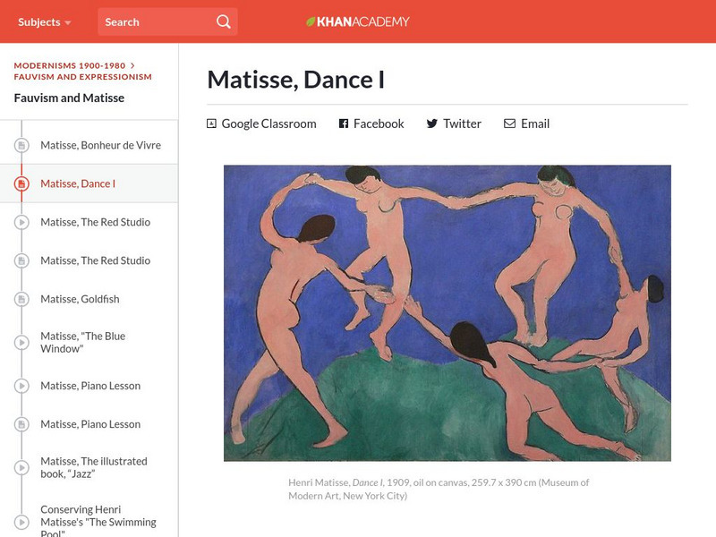 Khan Academy: Art History: Henri Matisse: Dance 1 Article Khan Academy: Art History: Henri Matisse: Dance 1 Article