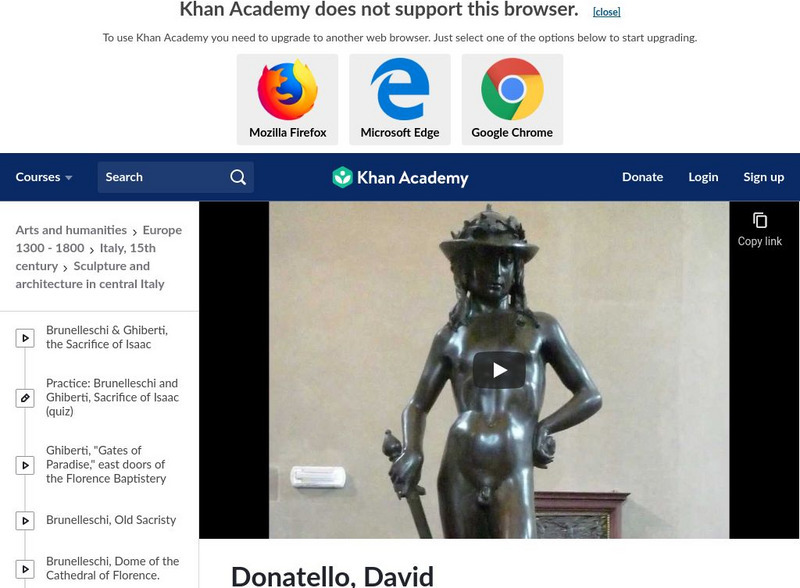 Khan Academy: Art History: Donatello's David Instructional Video Khan Academy: Art History: Donatello's David Instructional Video