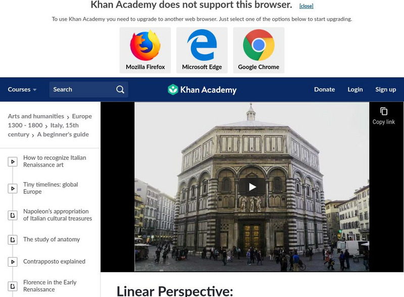 Khan Academy: Art History: Filippo Brunelleschi's Linear Experiment Instructional Video Khan Academy: Art History: Filippo Brunelleschi's Linear Experiment Instructional Video