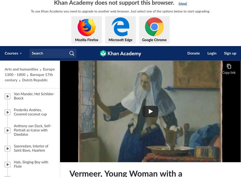 Khan Academy: Art History: Vermeer's Woman With a Water Pitcher Instructional Video Khan Academy: Art History: Vermeer's Woman With a Water Pitcher Instructional Video