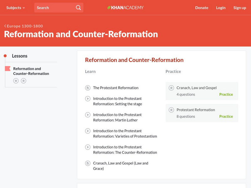 Khan Academy: Art History: Reformation and Counter Reformation Instructional Video