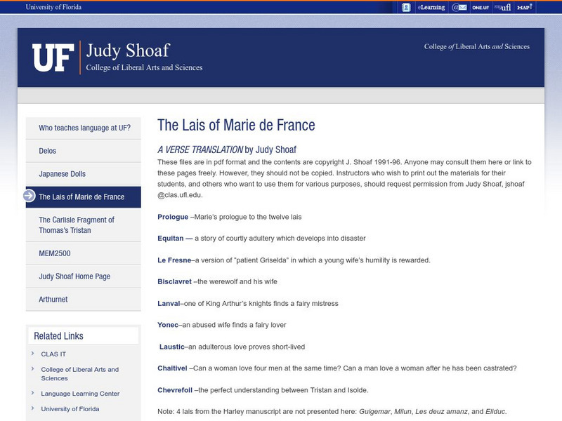 The Lais of Marie De France a Verse Translation Website The Lais of Marie De France a Verse Translation Website