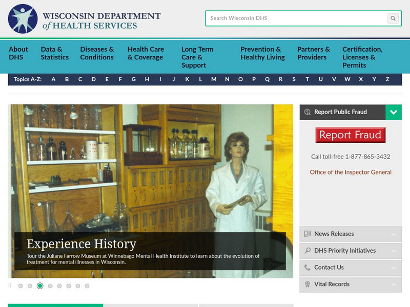 Wisconsin Department of Health: Homepage Website