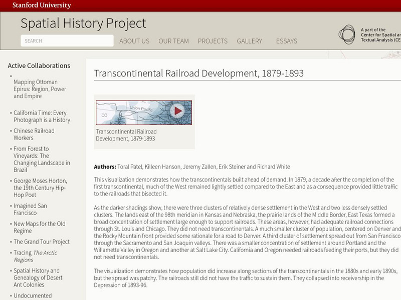 Stanford University: Spacial History: Transcontinental Railroad, 1879 1893 Graphic Stanford University: Spacial History: Transcontinental Railroad, 1879 1893 Graphic