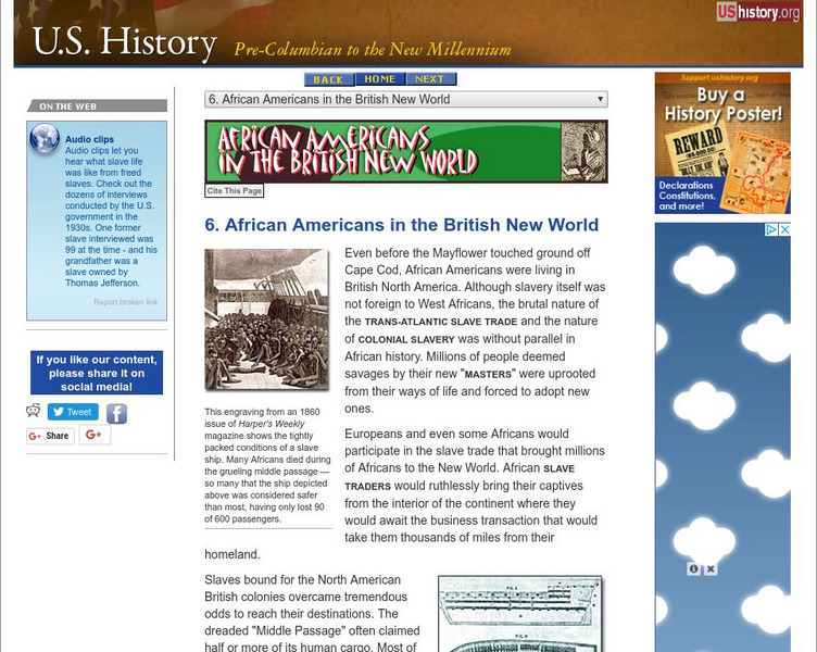 U.s. History: African Americans in the British New World Article U.s. History: African Americans in the British New World Article