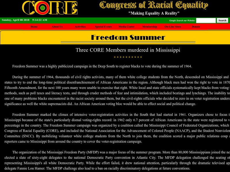 Core: Freedom Summer Website