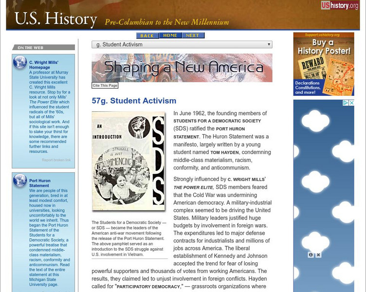 U.s. History: Student Activism Website U.s. History: Student Activism Website