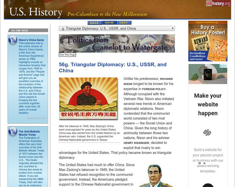 U.s. History: Tirangular Diplomacy: u.s., Ussr, and China Website U.s. History: Tirangular Diplomacy: u.s., Ussr, and China Website