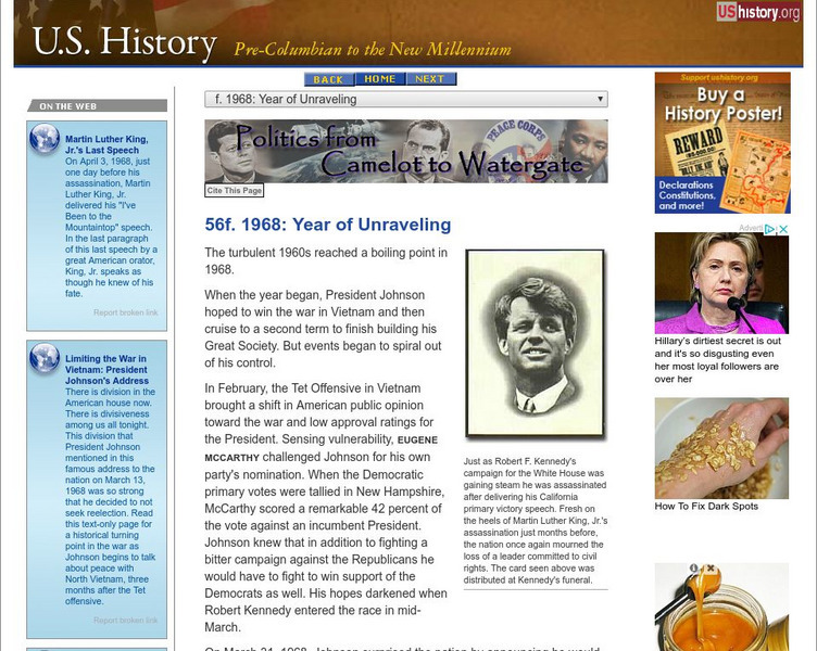 U.s. History: 1968: Year of Unraveling Website U.s. History: 1968: Year of Unraveling Website