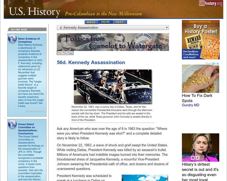 U.s. History: Kennedy Assassination Website U.s. History: Kennedy Assassination Website