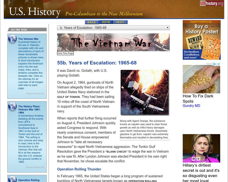 U.s. History: Years of Escalation: 1965 1968 Website U.s. History: Years of Escalation: 1965 1968 Website