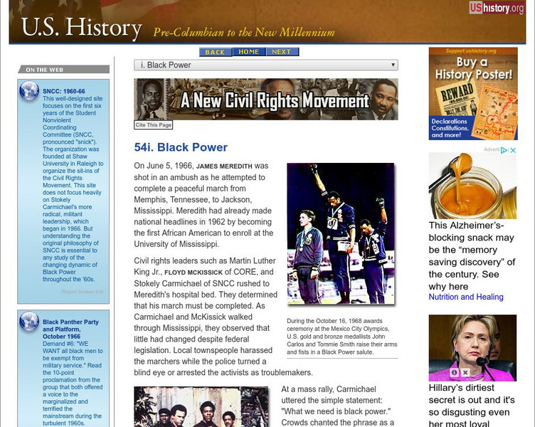 U.s. History: Black Power Website U.s. History: Black Power Website