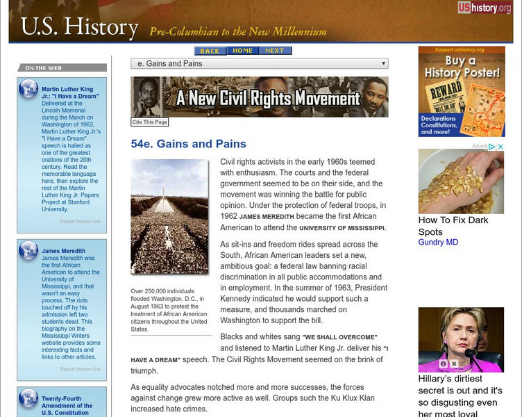 U.s. History: Gains and Pains Website U.s. History: Gains and Pains Website