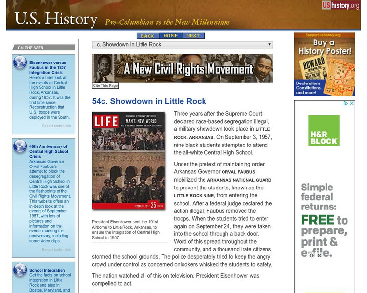 U.s. History: Showdown in Little Rock Website U.s. History: Showdown in Little Rock Website