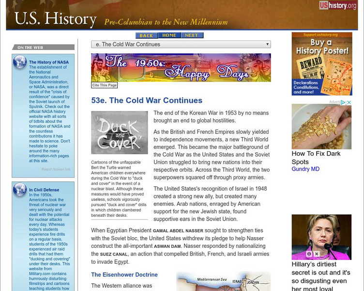 U.s. History:the Cold War Continues Website U.s. History:the Cold War Continues Website