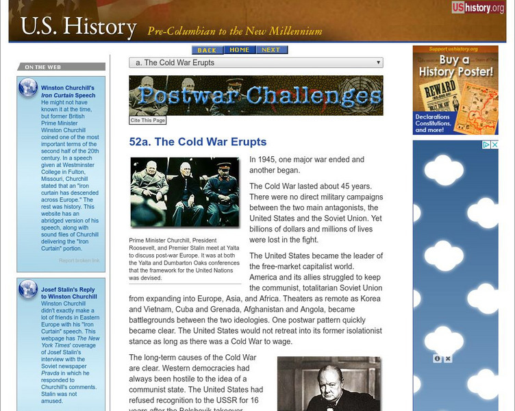 U.s. History: The Cold War Erupts Website U.s. History: The Cold War Erupts Website