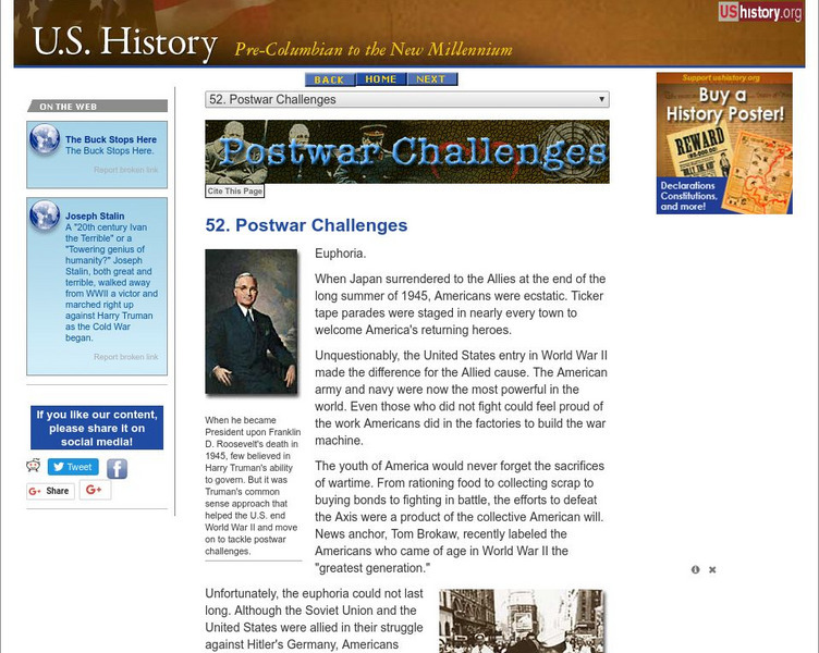 U.s. History: Postwar Challenges Website U.s. History: Postwar Challenges Website
