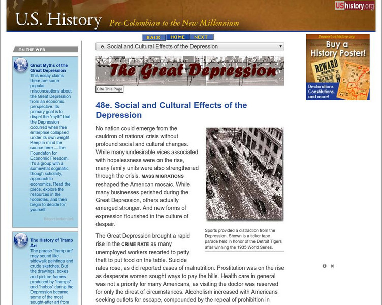 U.s. History: Social and Cultural Effects of the Depression Website U.s. History: Social and Cultural Effects of the Depression Website