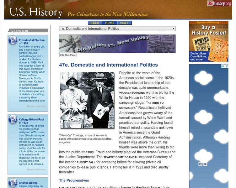 U.s. History: Domestic and International Politics Website U.s. History: Domestic and International Politics Website