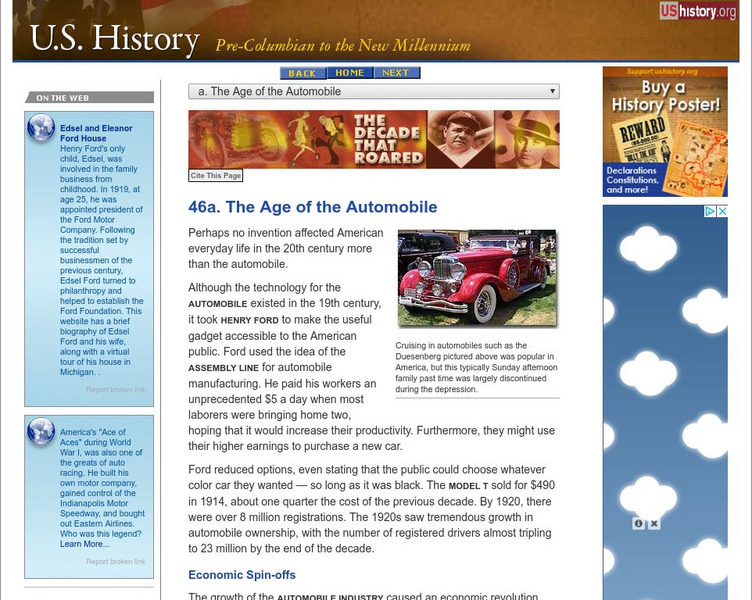 U.s. History: The Age of the Automobile Website U.s. History: The Age of the Automobile Website