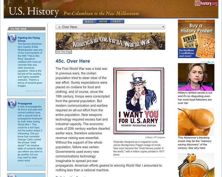U.s. History: Over Here Website U.s. History: Over Here Website