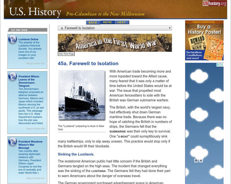 U.s. History: Farewell to Isolation Website U.s. History: Farewell to Isolation Website