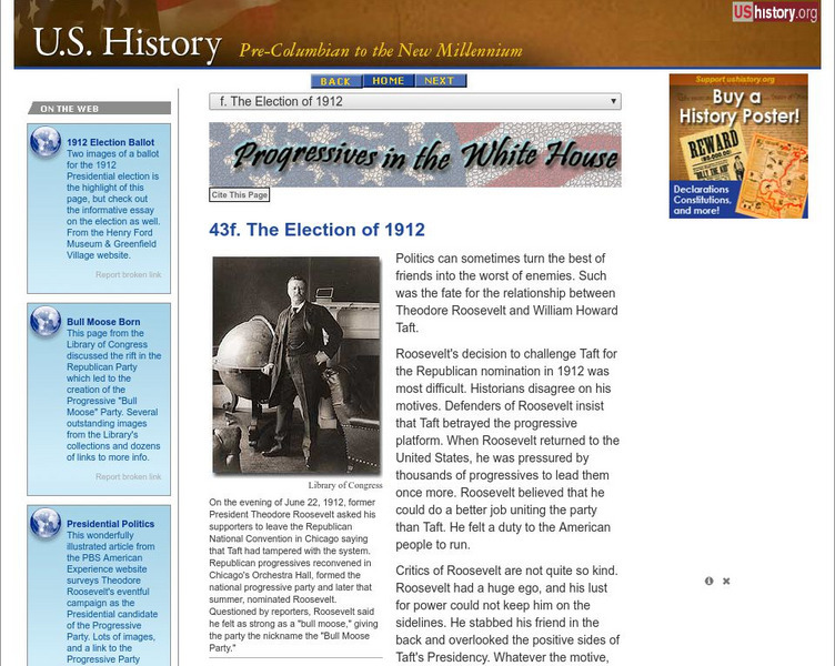 U.s. History: The Election of 1912 Website U.s. History: The Election of 1912 Website